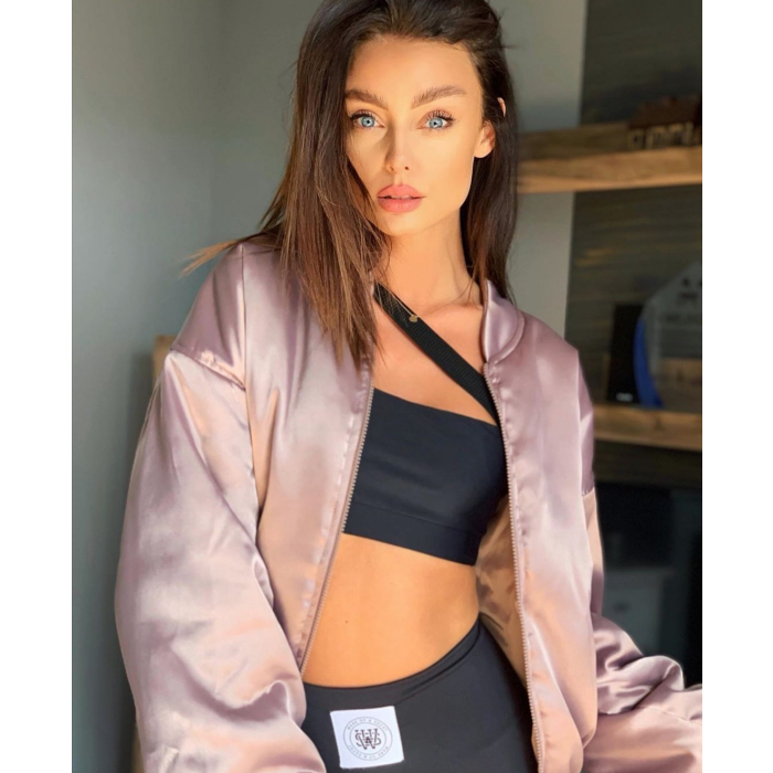 KURTKA SATIN BEŻ- PINK