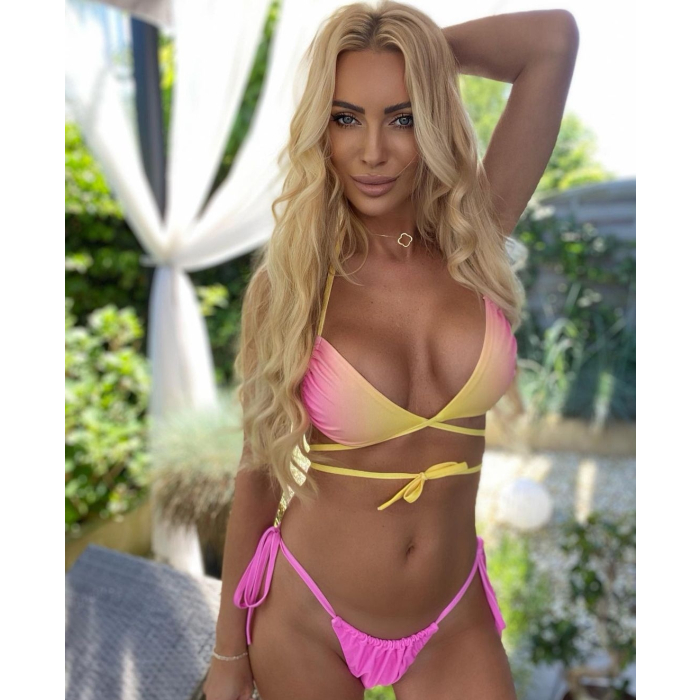 STRÓJ KOSTIUM KĄPIELOWY BIKINI HOT OMBRE NEON PINK-LIMONKA