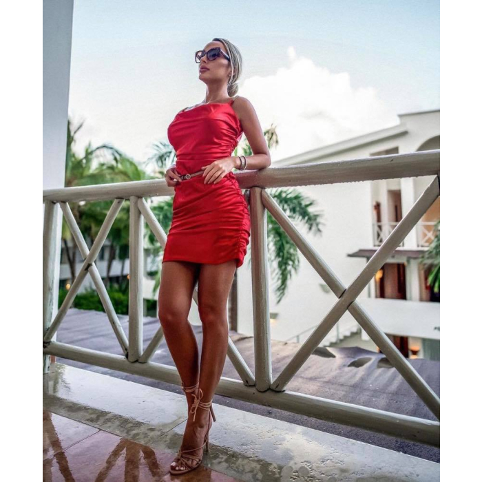 SUKIENKA SATIN NIGHT RED