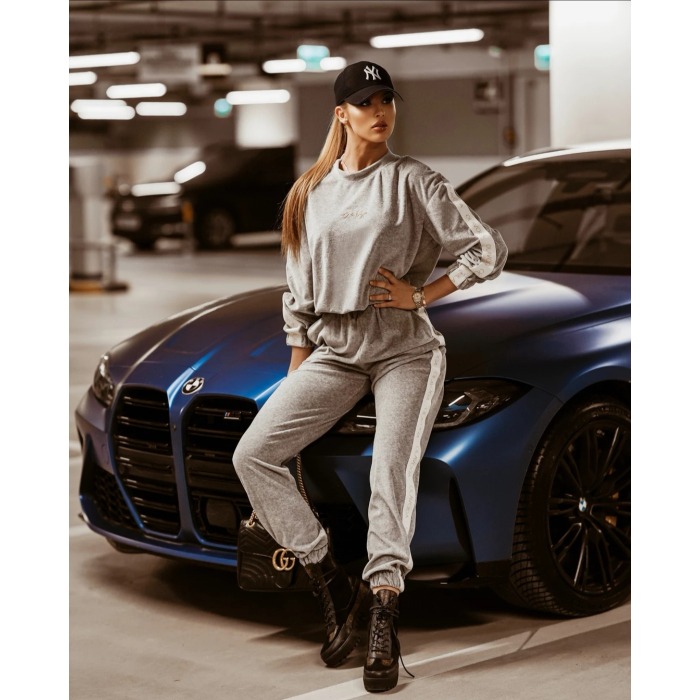 KOMPLET DRES LOGO STRIPE WOMAN GRAY