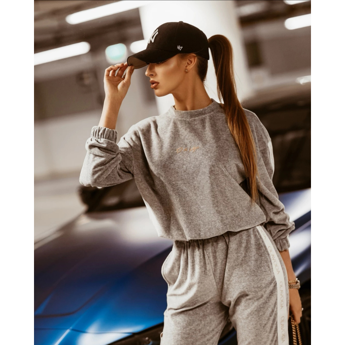 KOMPLET DRES LOGO STRIPE WOMAN GRAY