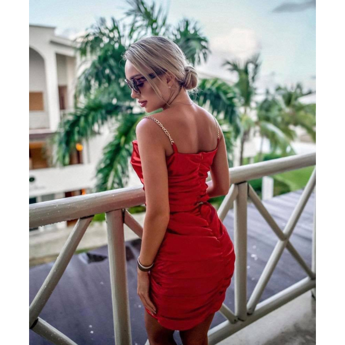 SUKIENKA SATIN NIGHT RED