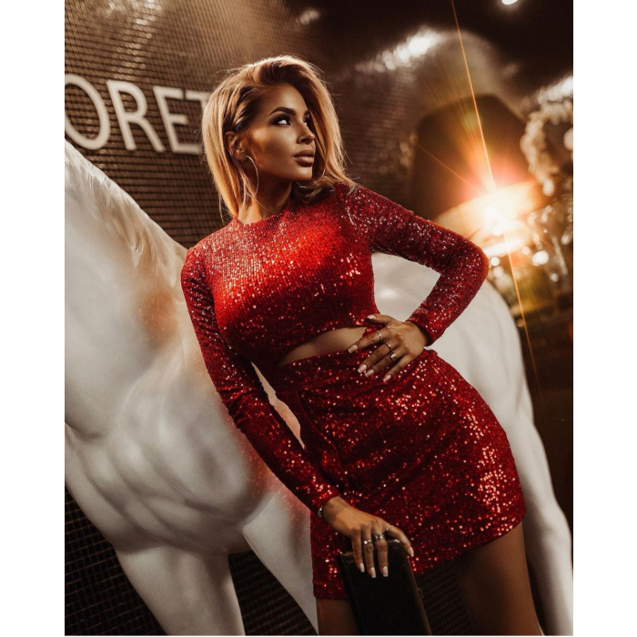 SUKIENKA CEKINOWA PERFECT SPARKLE RED