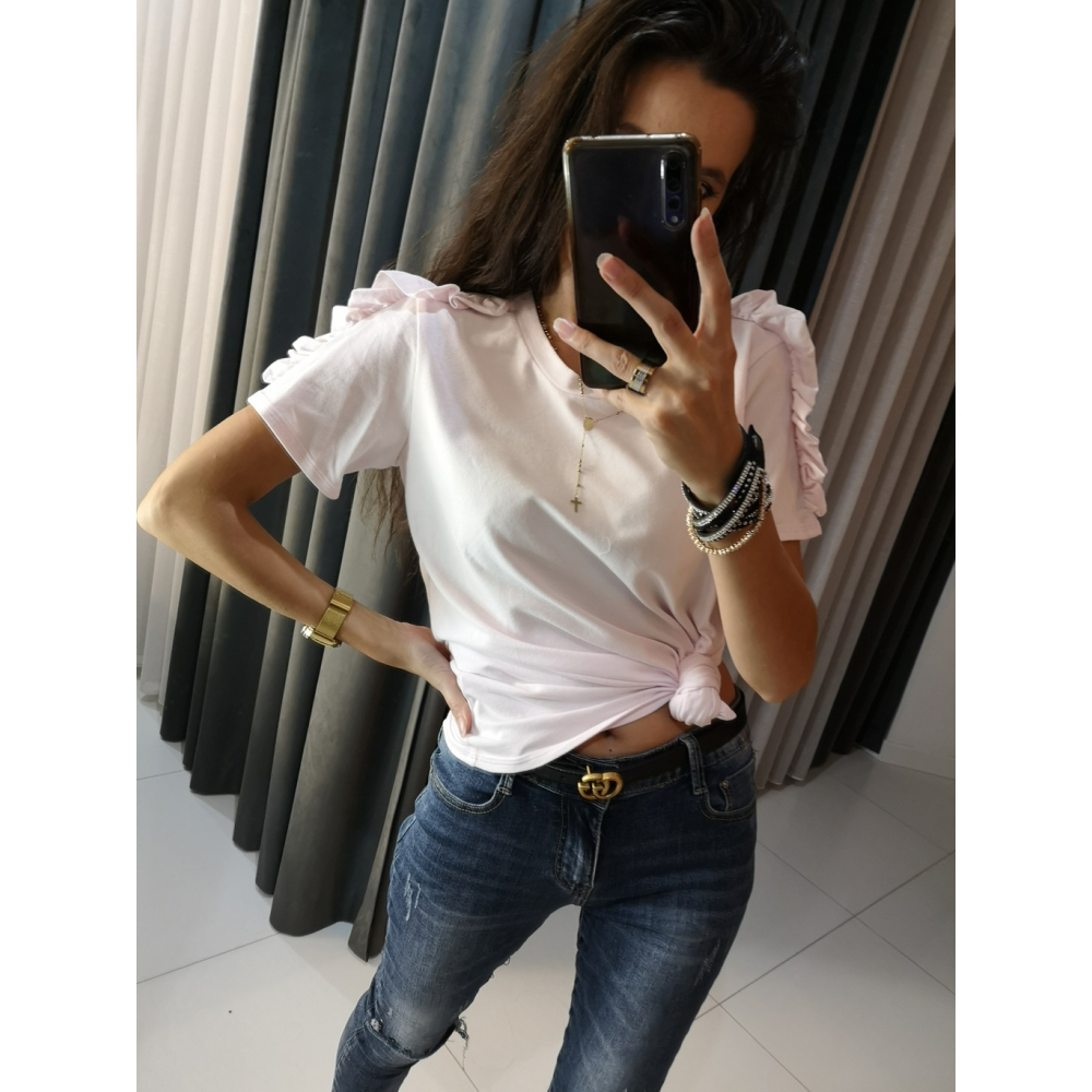 BLUZKA T-SHIRT FRILL BABY PINK
