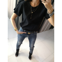 BLUZKA T-SHIRT FRILL BLACK