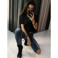 BLUZKA T-SHIRT FRILL BLACK