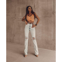 BLUZKA TOP FRILLS NEON ORANGE