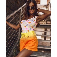 SPODENKI OMBRE NEON LIME - NEON ORANGE