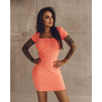 SUKIENKA BASIC DRESS NEON ORANGE