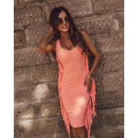 SUKIENKA FRINGE NEON ORANGE