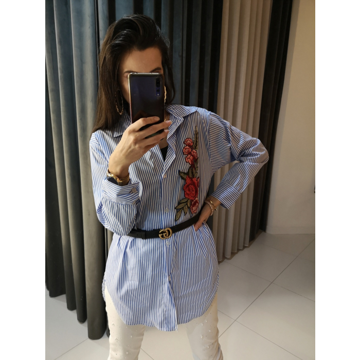 KOSZULA STRIPE ROSES BLUE