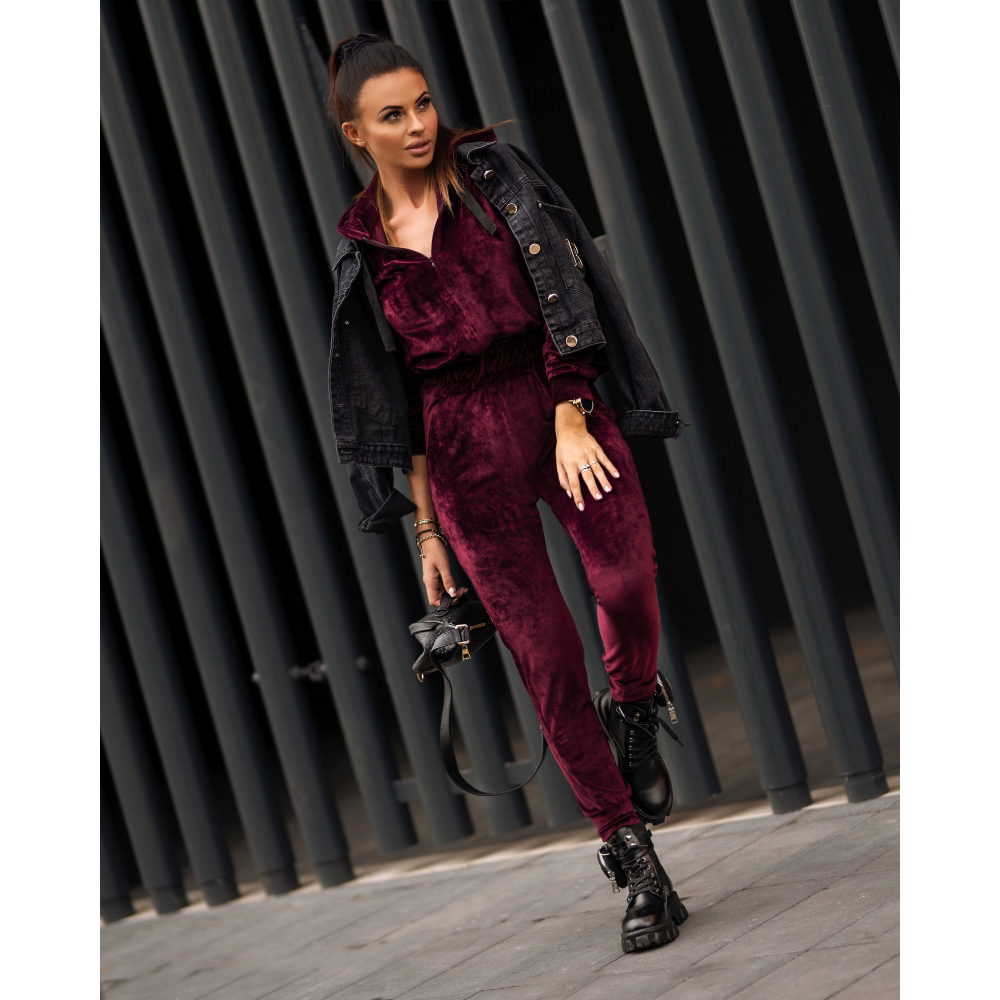 KOMBINEZON VELOUR SET BORDO