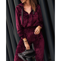 KOMBINEZON VELOUR SET BORDO
