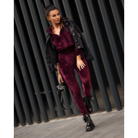 KOMBINEZON VELOUR SET BORDO