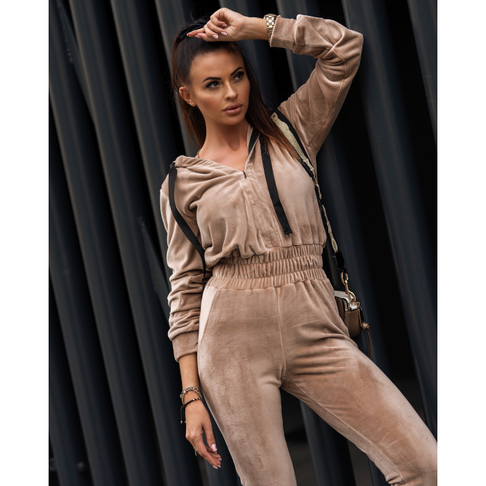 KOMBINEZON VELOUR SET BEŻ