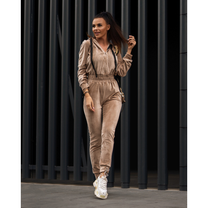 KOMBINEZON VELOUR SET BEŻ