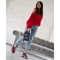 BLUZA DECOR ZIPPER RED