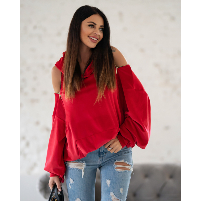 BLUZA DECOR ZIPPER RED