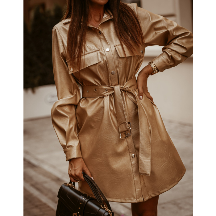 SUKIENKA LEATHER DRESS GOLD