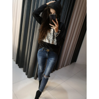 BLUZA Z KAPTUREM GIPIURA BLACK