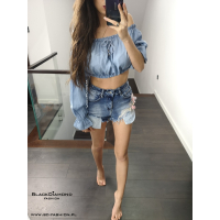 BLUZKA HISZPANKA A LA JEANS BLUE