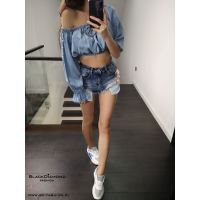 BLUZKA HISZPANKA A LA JEANS BLUE