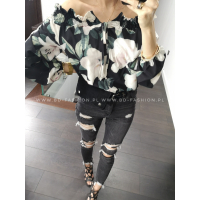 BLUZKA HISZPANKA FLOWERS BLACK