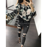 BLUZKA HISZPANKA FLOWERS BLACK