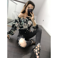BLUZKA HISZPANKA FLOWERS BLACK