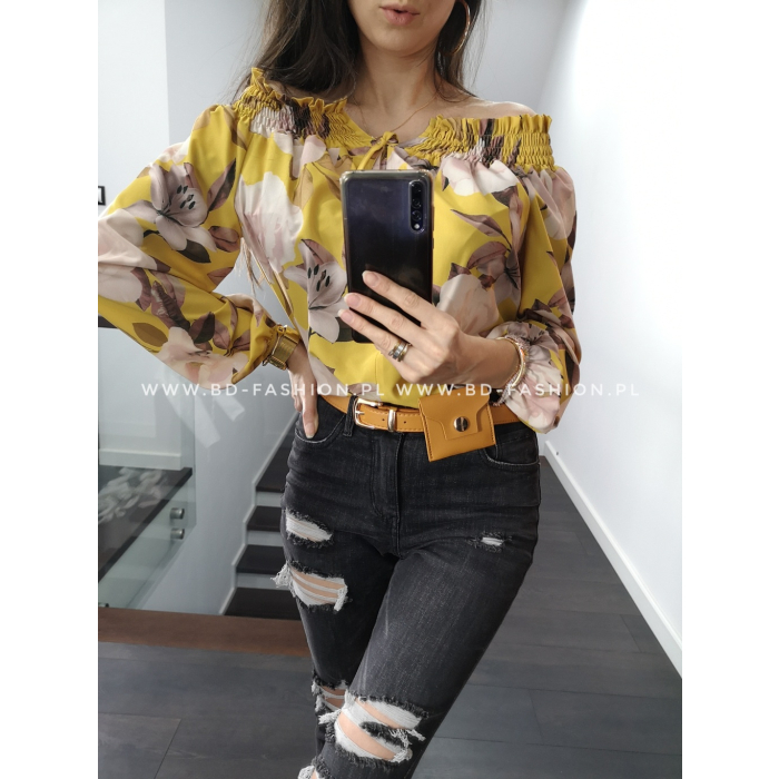 BLUZKA HISZPANKA FLOWERS MUSTARD