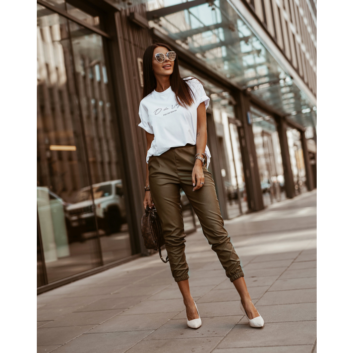 SPODNIE LEATHER AUTUMN KHAKI