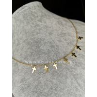 ŁAŃCUSZEK CELEBRYTKA KRZYŻE pozłacany 18k