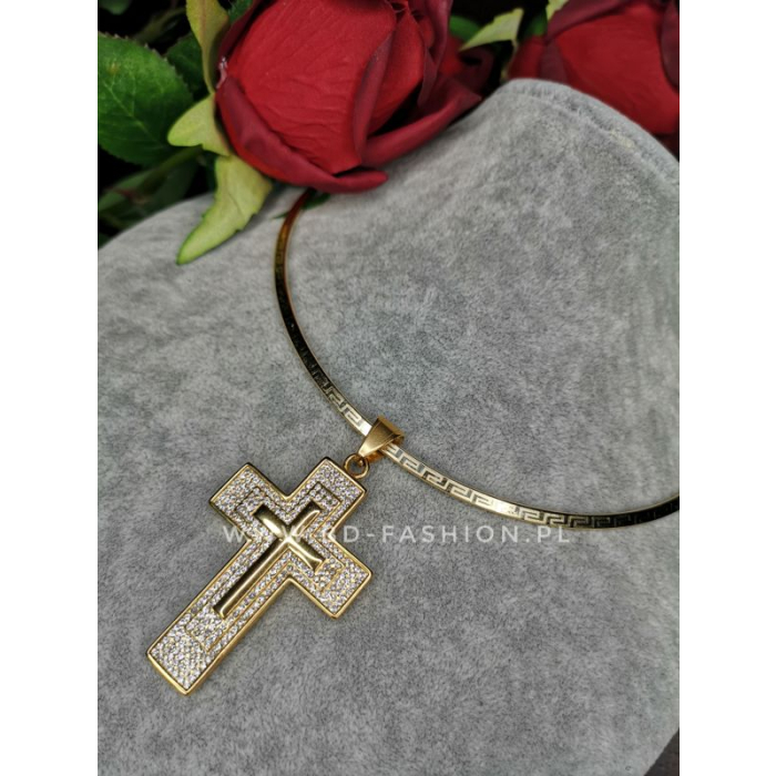 WISIOREK KRZYŻ BIG pozłacany 18k