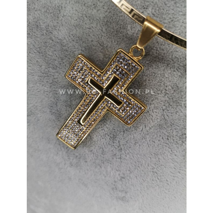 WISIOREK KRZYŻ BIG pozłacany 18k