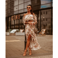 KOMPLET MAXI FLOWER RÓŻE BEŻ