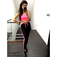 KOMPLET ANGIE TOP + SPODNIE NEON PINK