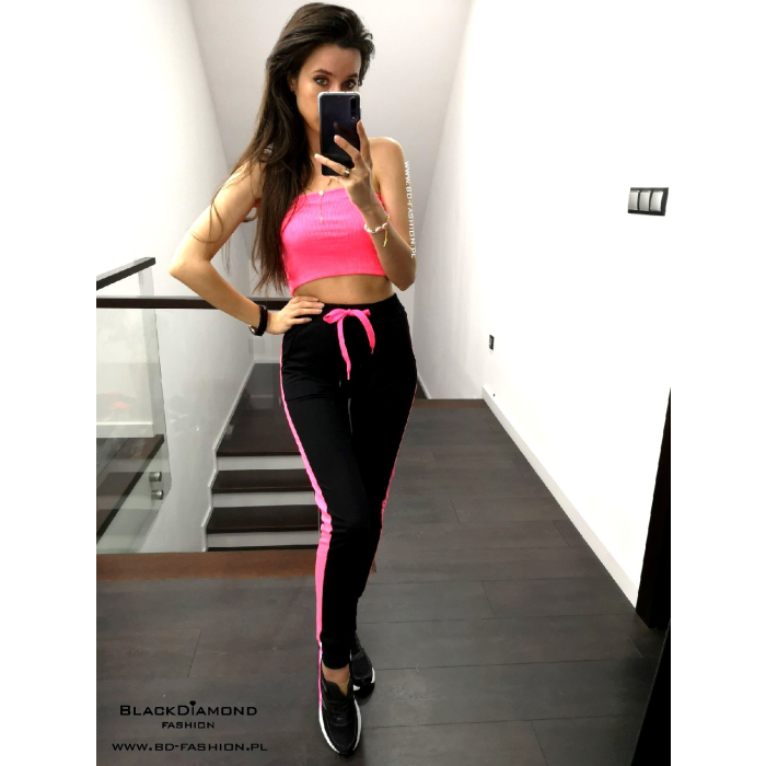 KOMPLET ANGIE TOP + SPODNIE NEON PINK
