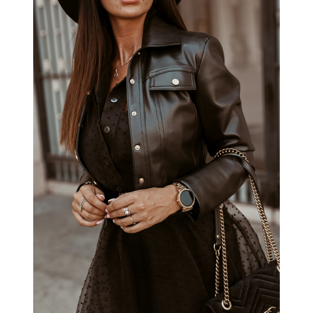 KURTKA LEATHER BLACK