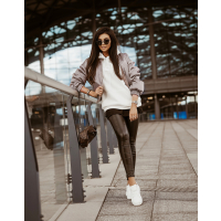 KURTKA SATIN BEŻ- PINK