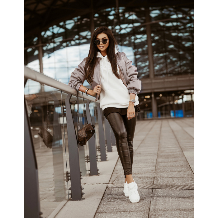KURTKA SATIN BEŻ- PINK