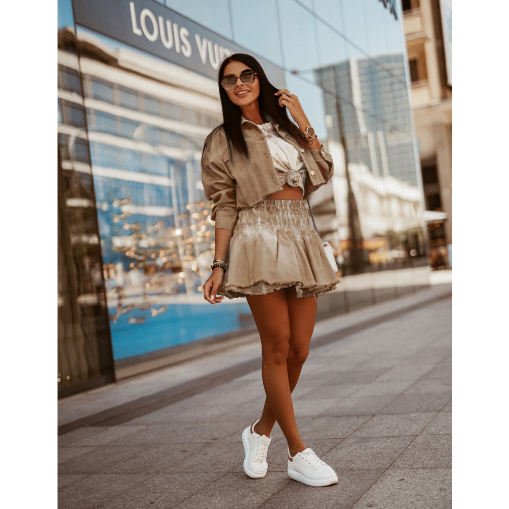 KURTKA SHORT DENIM BEŻ