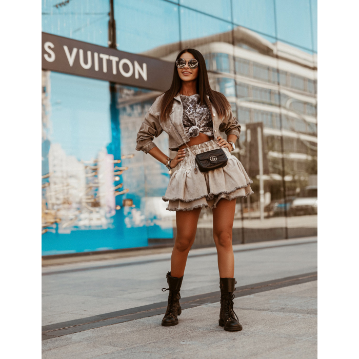 KURTKA SHORT DENIM BEŻ