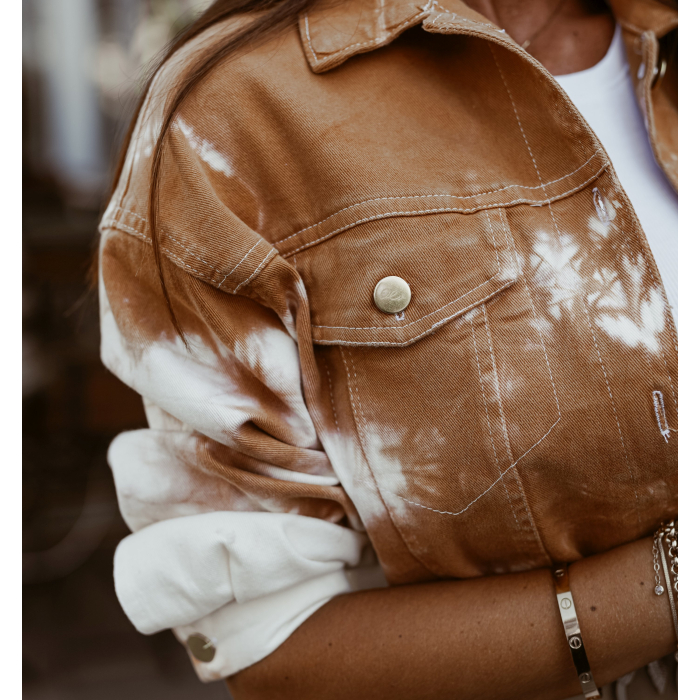 KOMPLET TIE DYE DENIM SET BROWN