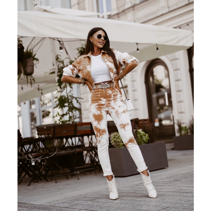 KOMPLET TIE DYE DENIM SET BROWN