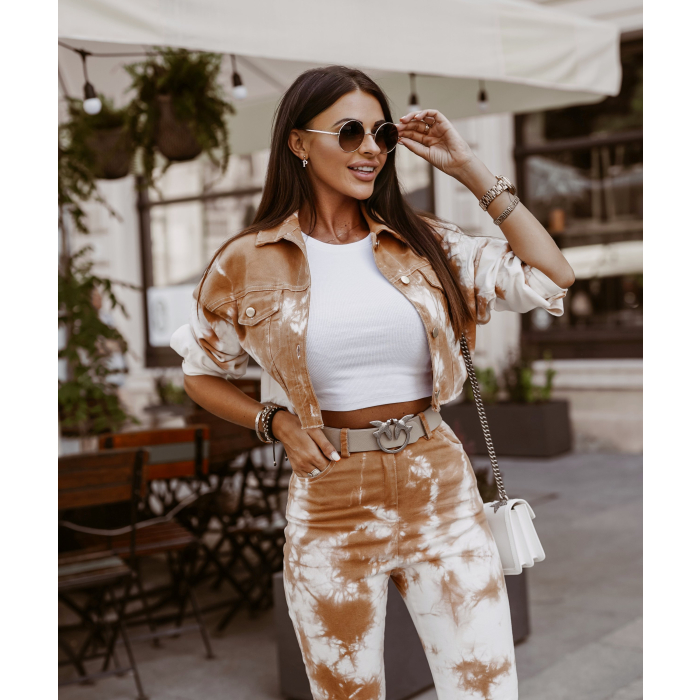 KOMPLET TIE DYE DENIM SET BROWN