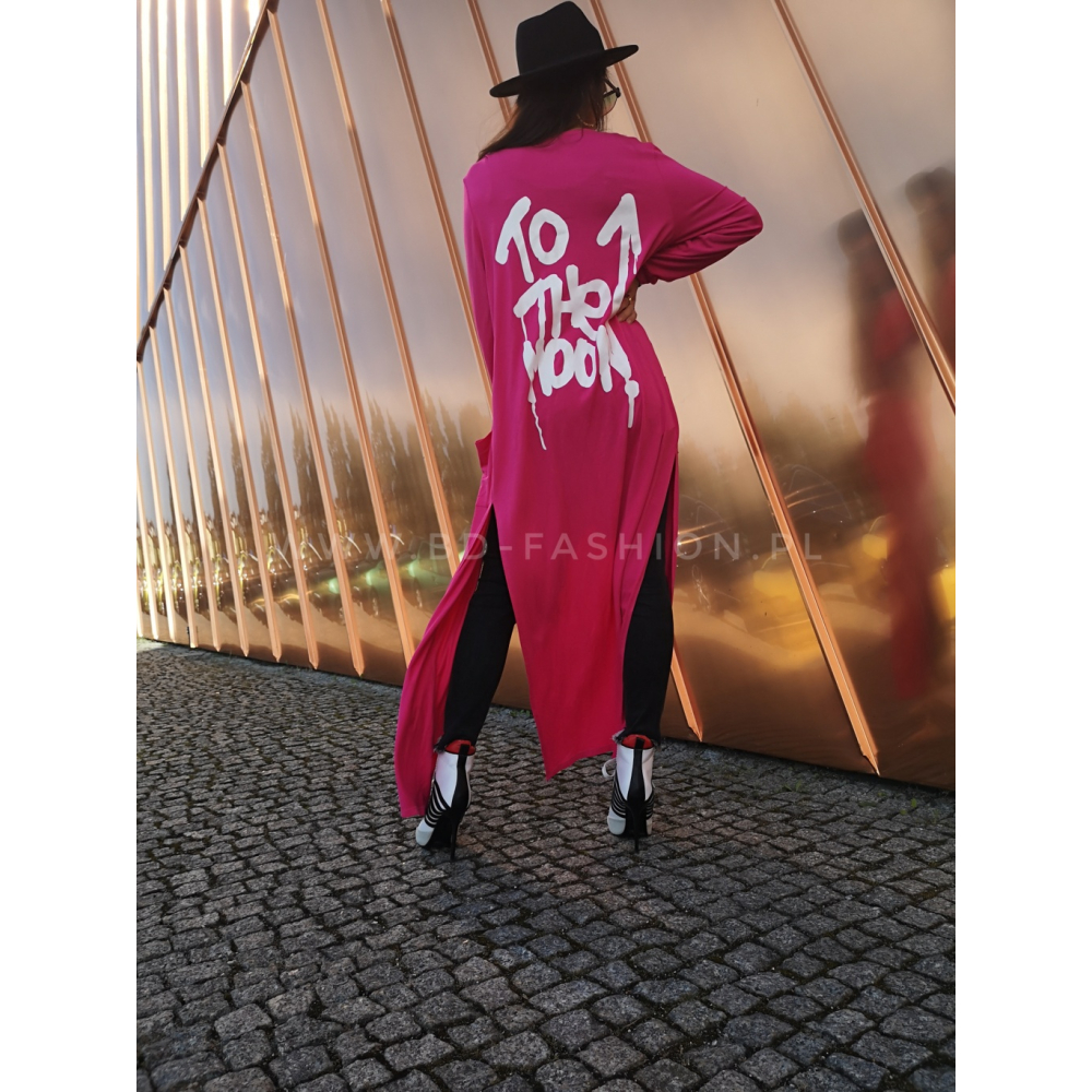 NARZUTA DZIANINOWA LONG TO THE MOON NEON PINK