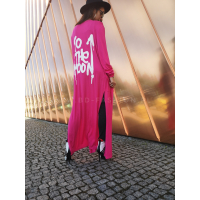 NARZUTA DZIANINOWA LONG TO THE MOON NEON PINK