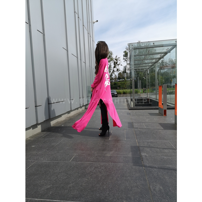 NARZUTA DZIANINOWA LONG TO THE MOON NEON PINK