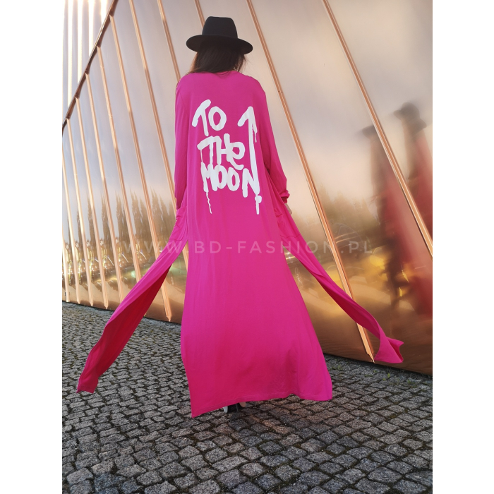 NARZUTA DZIANINOWA LONG TO THE MOON NEON PINK