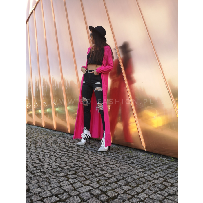 NARZUTA DZIANINOWA LONG TO THE MOON NEON PINK